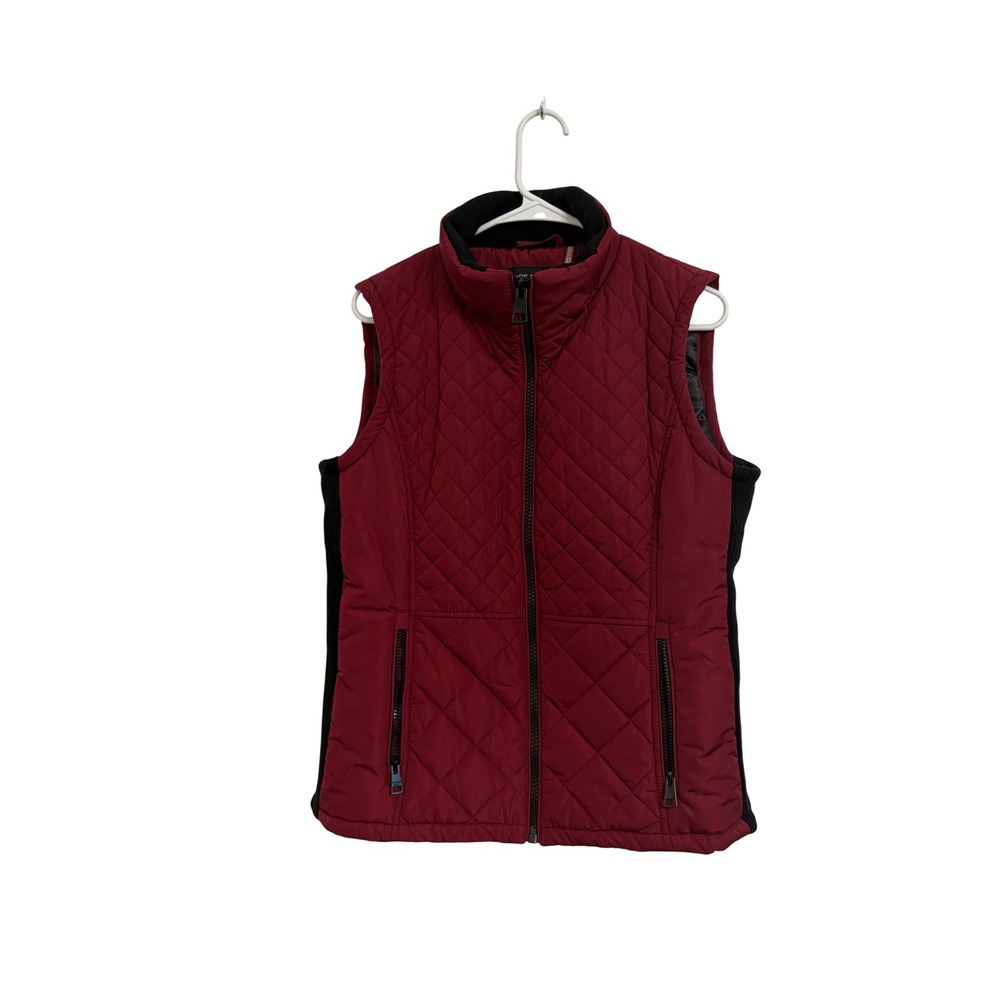 Andrew‎ Marc Womens Quilted Puffer Vest Burgundy Zip Up Size M